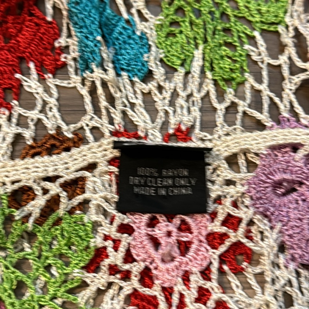 Vintage Floral Crochet Intricate Multicolored Front Tie Vest - Picture 10 of 13